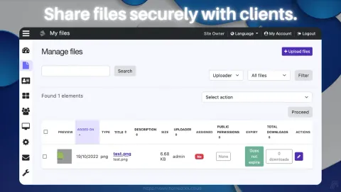 ProjectSend Screenshot - Share files securely with clients.