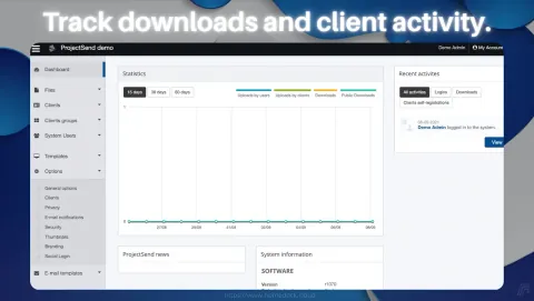 ProjectSend Screenshot - Track downloads and client activity.