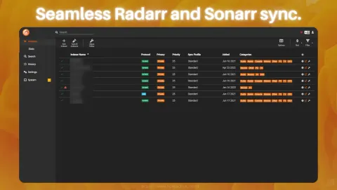 Prowlarr Screenshot - Seamless Radarr and Sonarr sync.