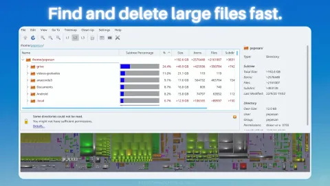 QDirStat Screenshot - Find and delete large files fast.