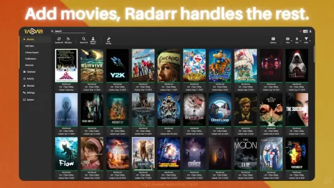 Radarr Screenshot - Add movies, Radarr handles the rest.