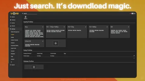 Radarr Screenshot - Just search. It’s downdload magic.