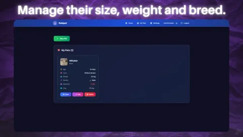 RobiPet Screenshot - Manage their size, weight and breed.