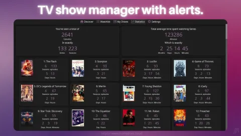 Series Troxide Screenshot - TV show manager with alerts.