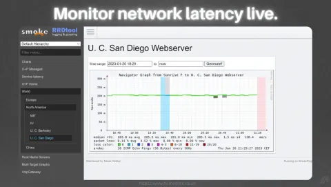 SmokePing Screenshot - Monitor network latency live.