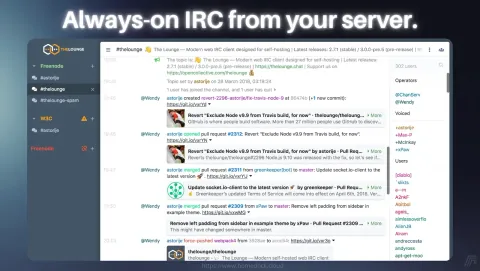 The Lounge Screenshot - Always-on IRC from your server.