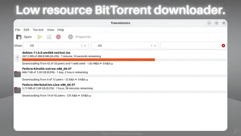 Transmission Screenshot - Low resource BitTorrent downloader.