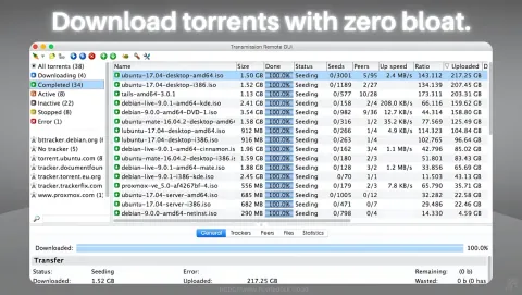 Transmission Screenshot - Download torrents with zero bloat.