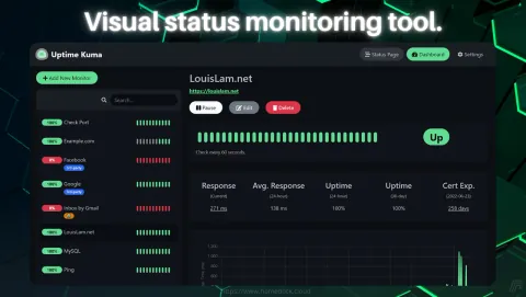 Uptime Kuma Screenshot - Visual status monitoring tool.