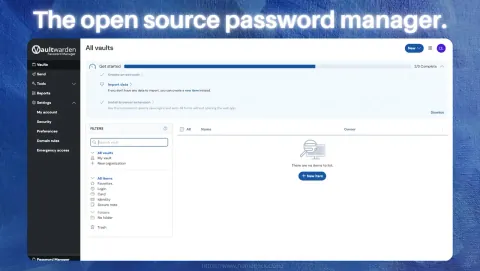 Vaultwarden Screenshot - The open source password manager.