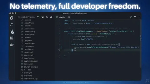 VSCodium Screenshot - No telemetry, full developer freedom.