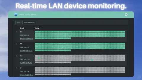 WatchYourLAN Screenshot - Real-time LAN device monitoring.