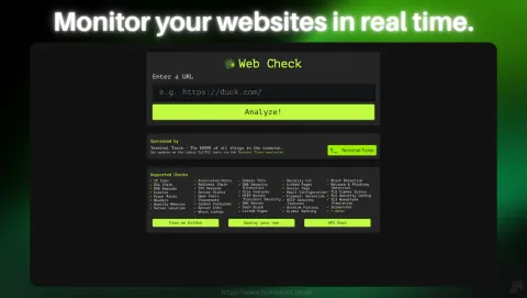 Web-Check Screenshot - Monitor your websites in real time.