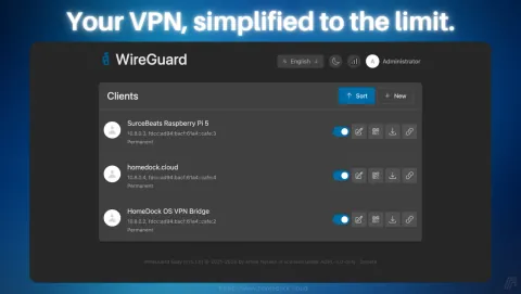 WireGuard Easy Screenshot - Your VPN, simplified to the limit.