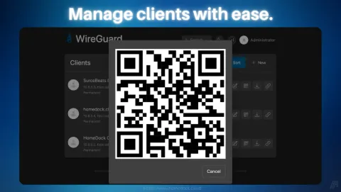 WireGuard Easy Screenshot - Manage clients with ease.