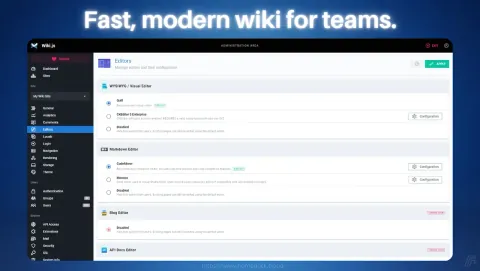 Wiki.js Screenshot - Fast, modern wiki for teams.