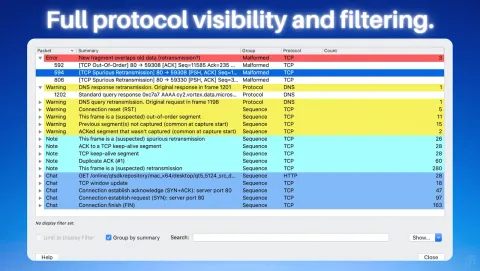 Wireshark Screenshot - Full protocol visibility and filtering.