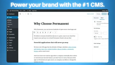 WordPress Screenshot - Power your brand with the #1 CMS.