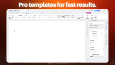 WPS Office Screenshot - Pro templates for fast results.