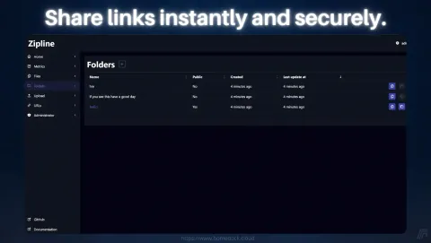 Zipline Screenshot - Share links instantly and securely.