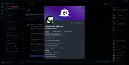 Our HomeDock OS Bot AI Assistant in action on our Discord Server