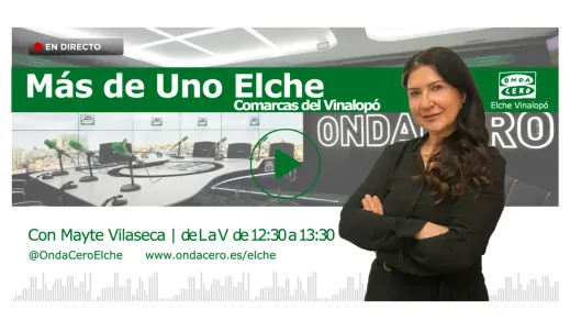 Promotional image of the Mas de Uno radio show featuring Mayte Vilaseca from Onda Cero Elche